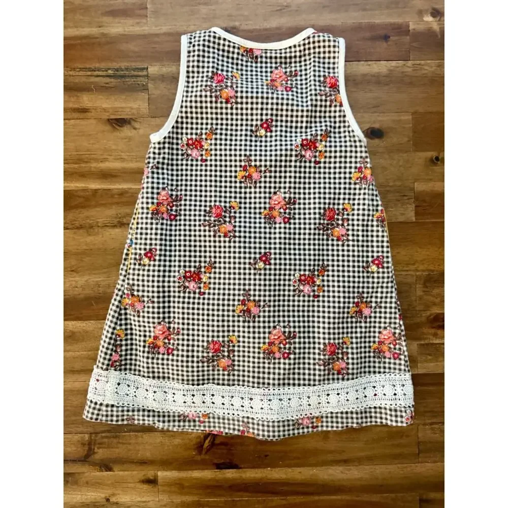 Wildflowers Girls Pocketful of Wonder Mayberry Dress 4 Brown Gingham Floral Lace